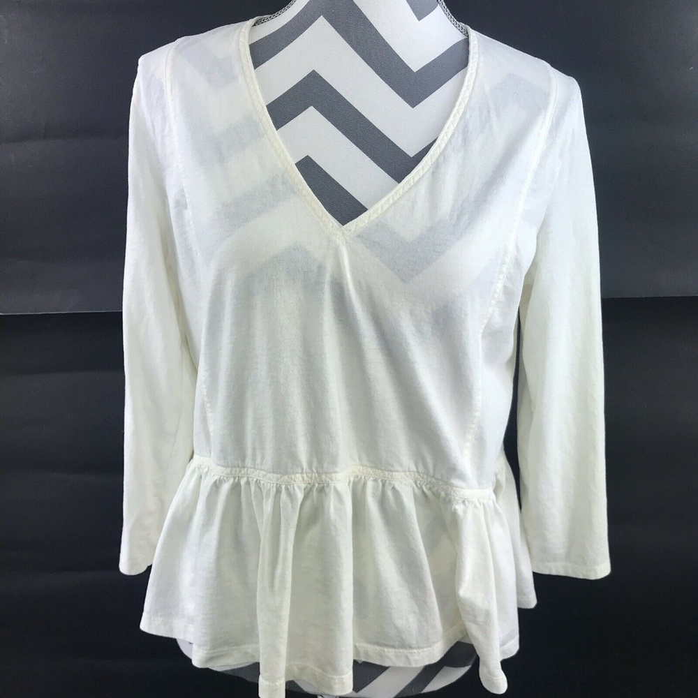Madewell 3/4 Sleeve Peplum V Neck Top